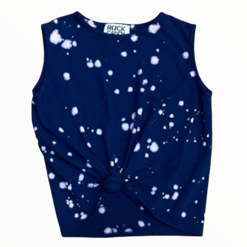 Rock Candy Bleach Knot Tank- Navy