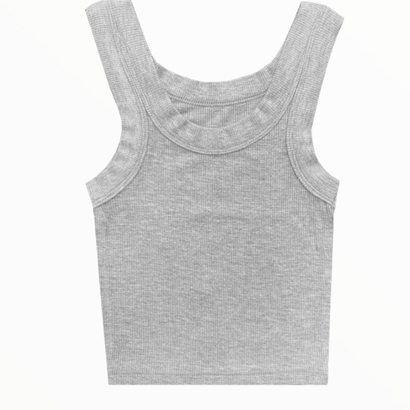 Katie J Livi Long Ribbed Tank Top- Grey