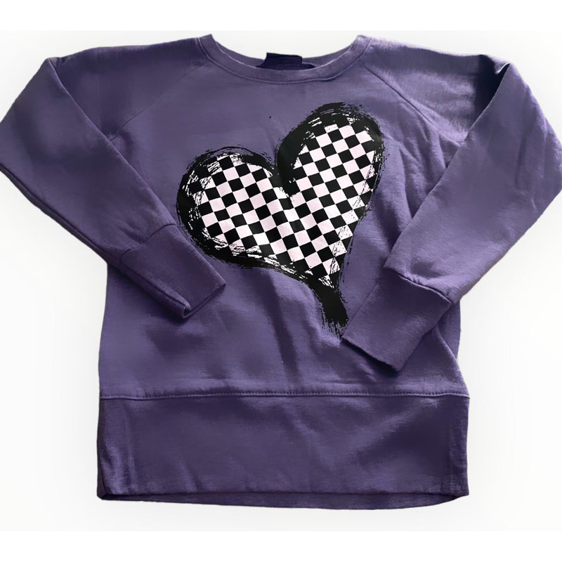 Firehouse Purple Checkered Heart Sweatshirt