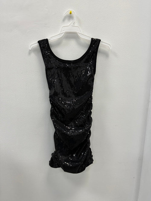 Cheryl Kids Sequin Rouched Tank Dress - Black