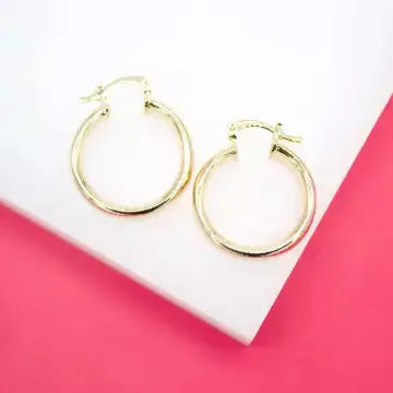 18K Gold Filled Thin Lever Back Hoop Earrings