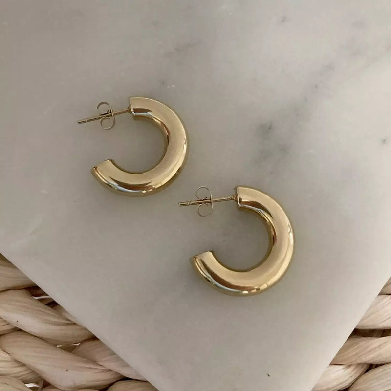 18k Gold 20mm Hoop Earrings Waterproof