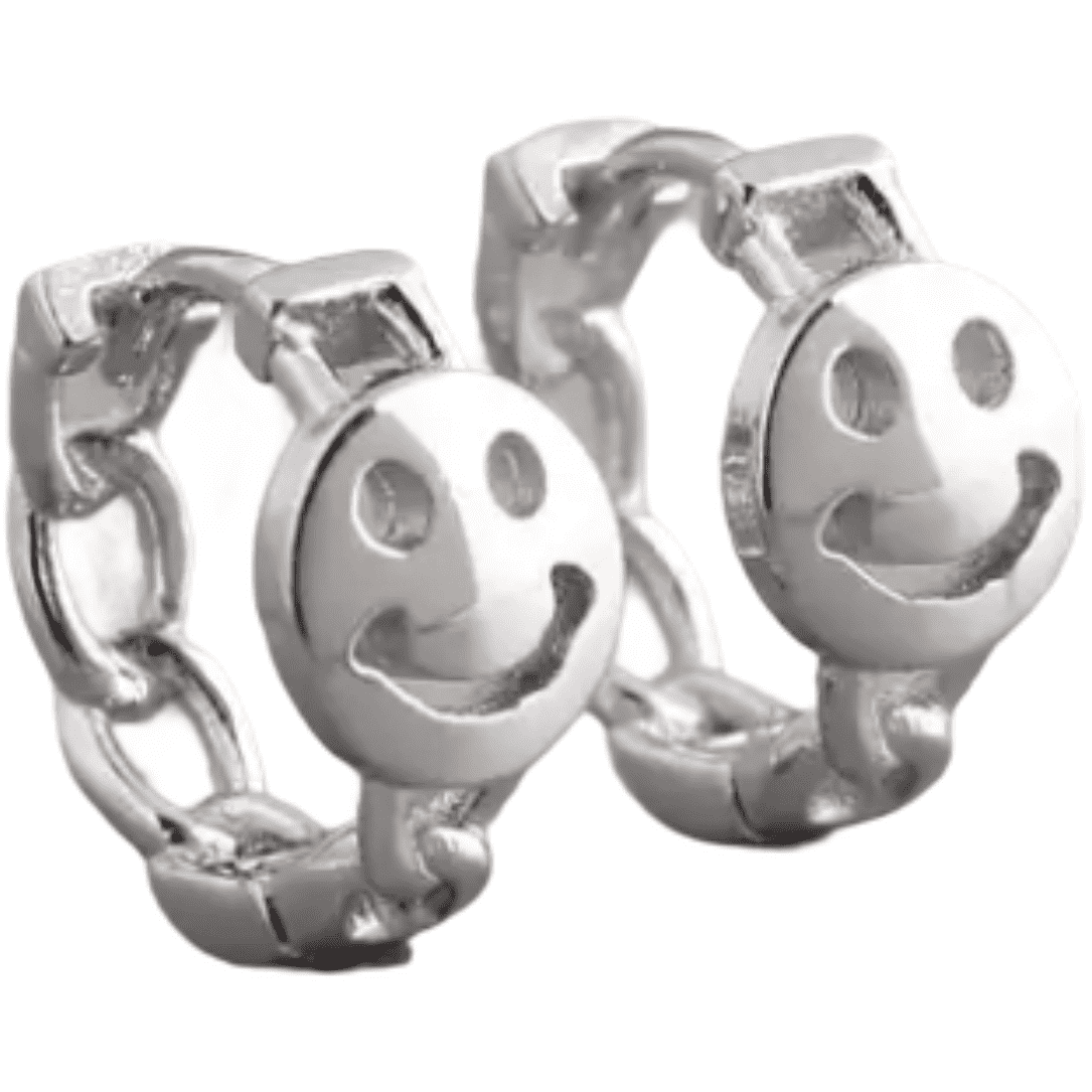 Chain Link With Smiley Face Silver Set