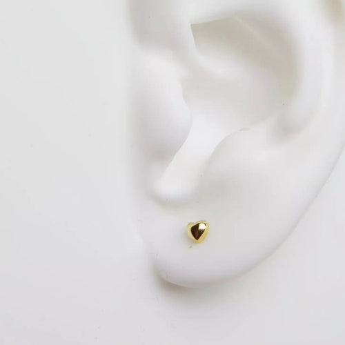 Tiny Gold Heart Stud Earrings