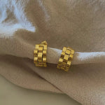 18k Gold Watch Band Style Hoop Earrings