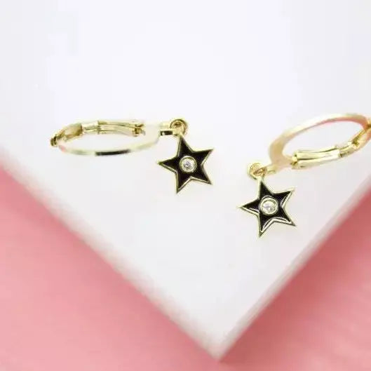 18K Gold Filled Star Huggies Earrings