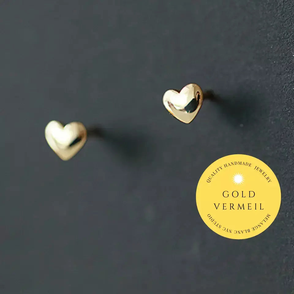 Tiny Gold Heart Stud Earring Set