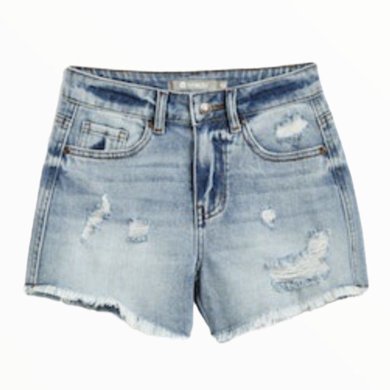 Tractr- Girls Destructed Weekender Shorts With Fray Hem