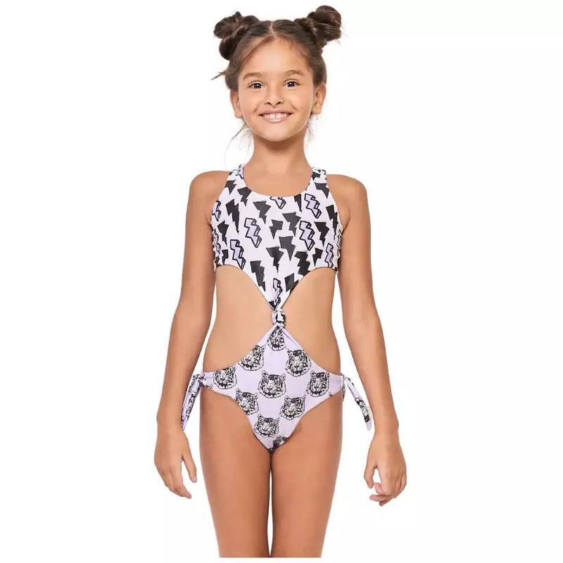 Too Cool Beachwear Tiger One Piece Short Sleeves Swimsuit – Kids