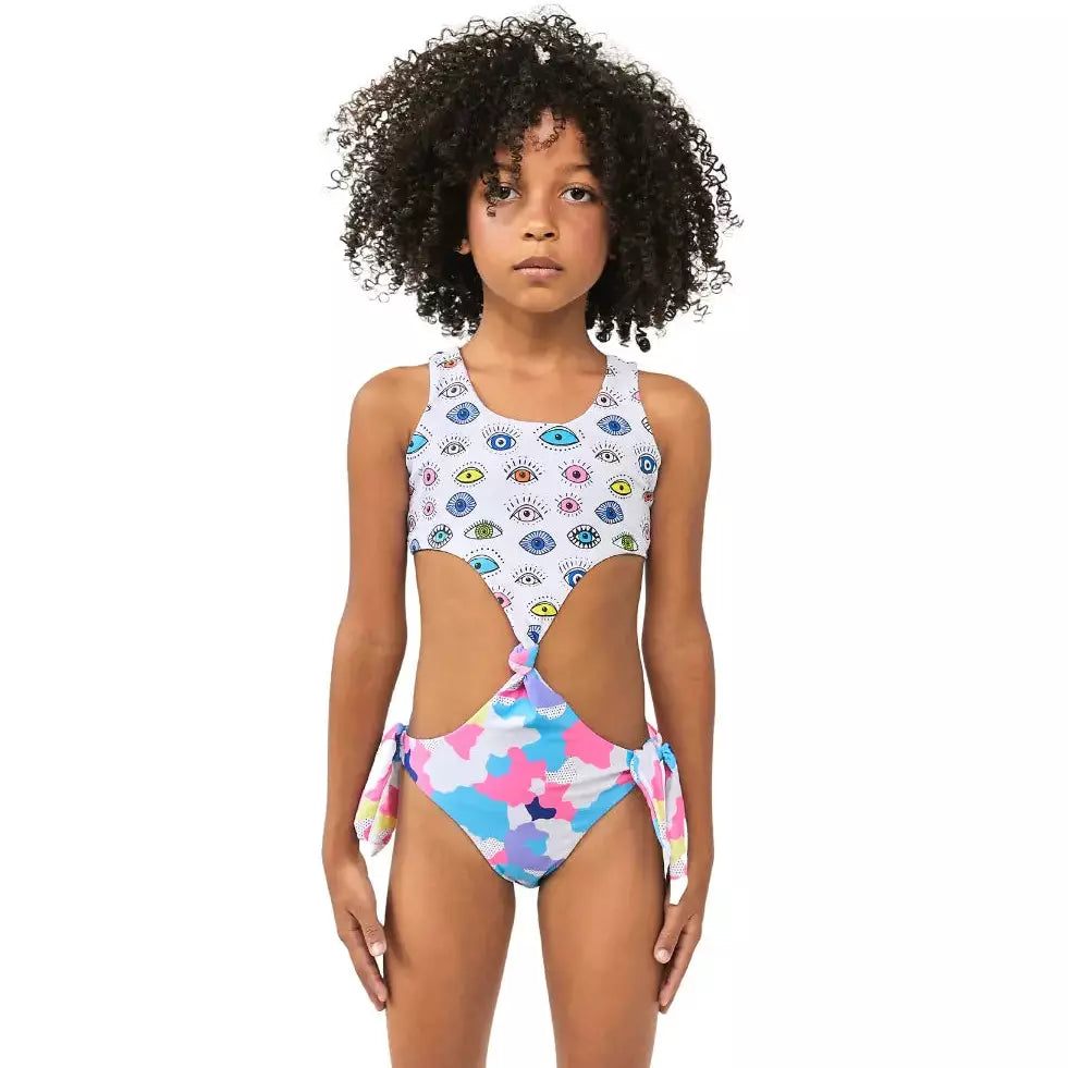 Too Cool Beachwear Camo Eye One Piece Short Sleeves Swimsuit – Kids  Contemporary Exchange