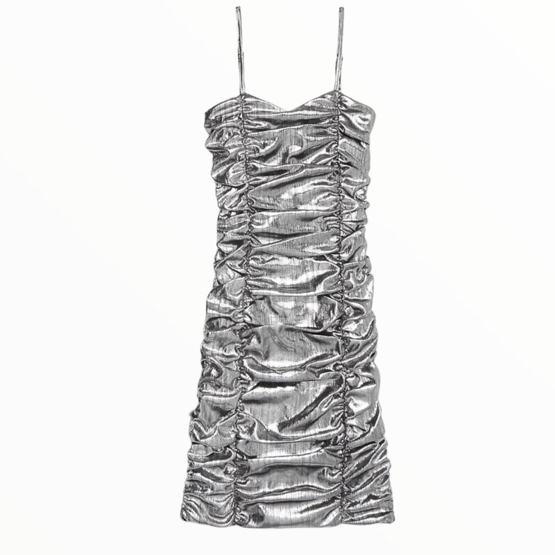 Katie J Roxy Dress - Metallic Silver