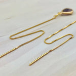 Teardrop Threader Earrings - Crystal Gemstone Earrings