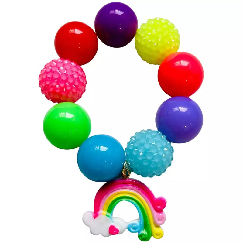 Vibrant Rainbow Bubble Gum Bead Bracelet